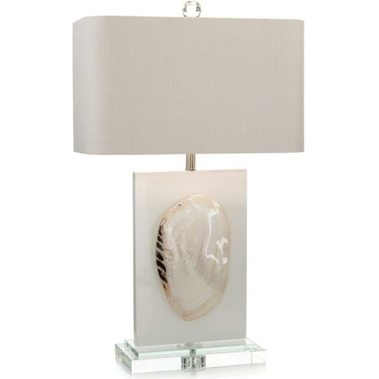 Sarasota Table Lamp by John-Richard in white. Made from acrylic in a coastal style.