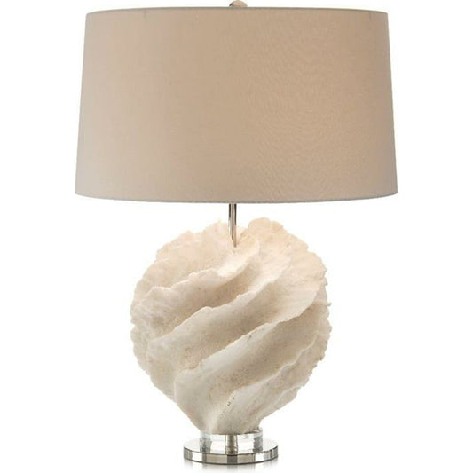 Rustic Spiral Table Lamp by John-Richard in nickel. Made from cotton, nickel in a coastal style.