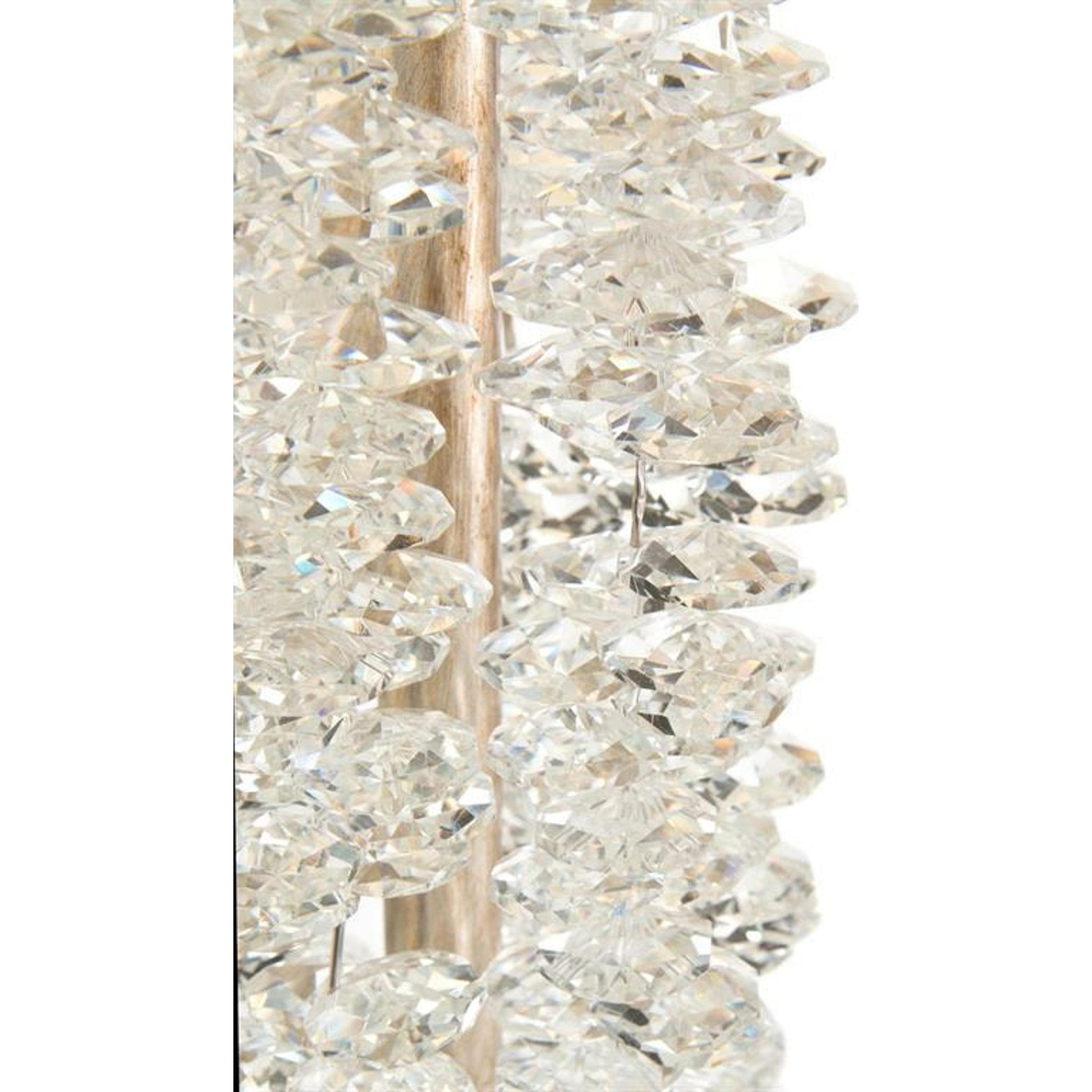 Cascading Crystal Waterfall Floor Lamp by John-Richard in nickel, silver, white. Made from crystal, nickel in a coastal style.