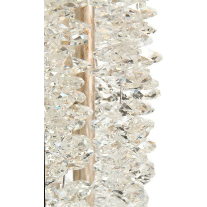 Cascading Crystal Waterfall Floor Lamp by John-Richard in nickel, silver, white. Made from crystal, nickel in a coastal style.