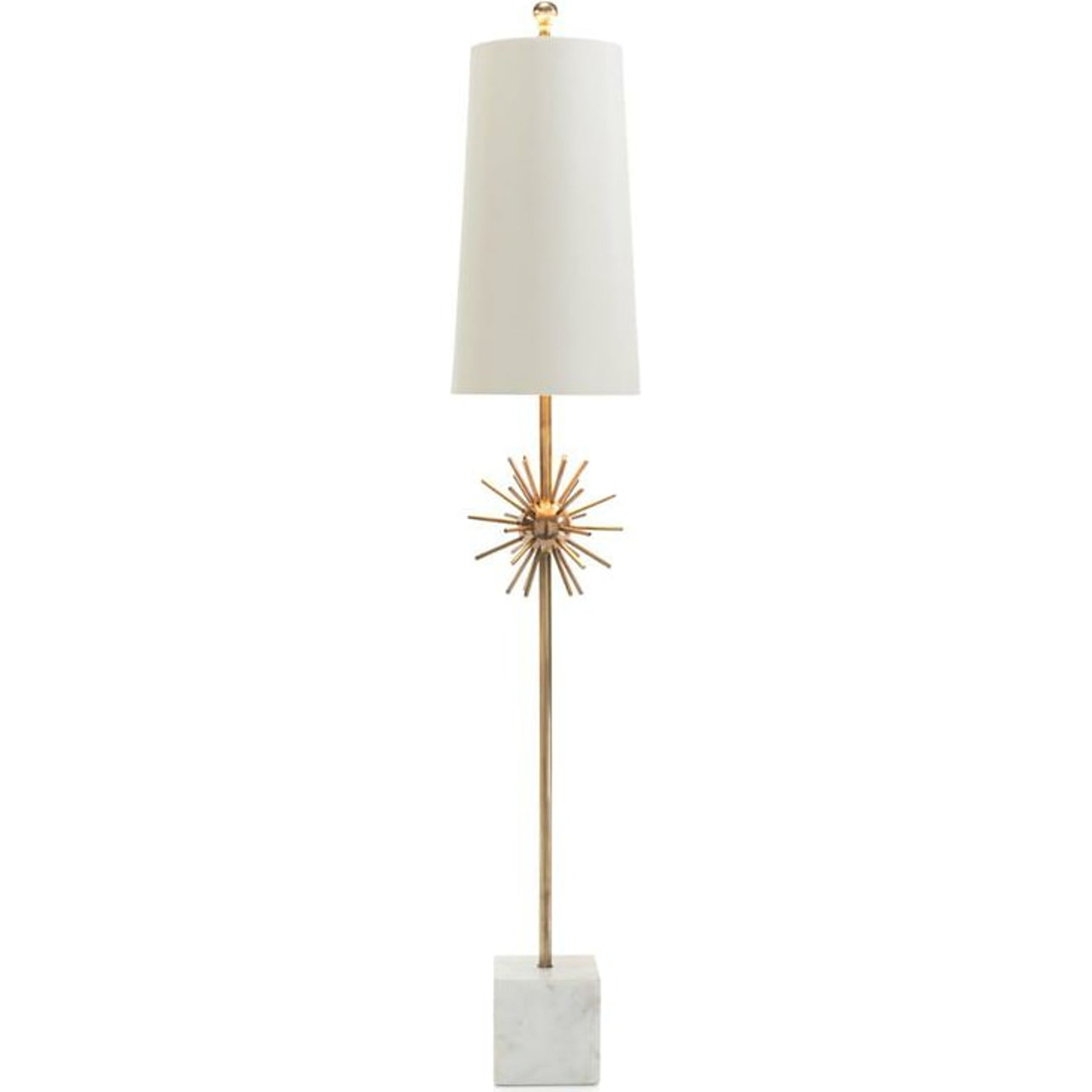 Orbit Buffet Lamp by John-Richard in brass, cream, gold, white. Made from brass in a transitional style.