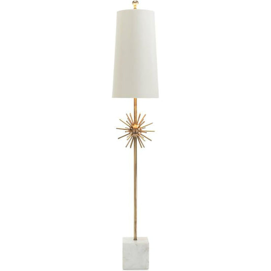 Orbit Buffet Lamp by John-Richard in brass, cream, gold, white. Made from brass in a transitional style.