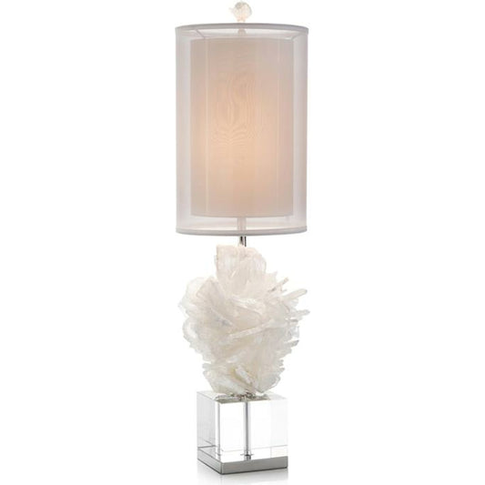 Celene Lamp by John-Richard in clear, gray, nickel, white. Made from crystal, nickel in a coastal style.