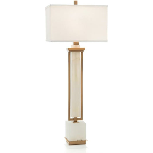 Buffet Lamp in Coffee Bronze and White Alabaster by John-Richard in alabaster, bronze, white. Made from bronze, cotton in a transitional style.