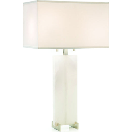 Alabaster & Antique Silver Table Lamp by John-Richard in alabaster, antique silver. Made from iron, stainless steel, alabaster in a modern style.