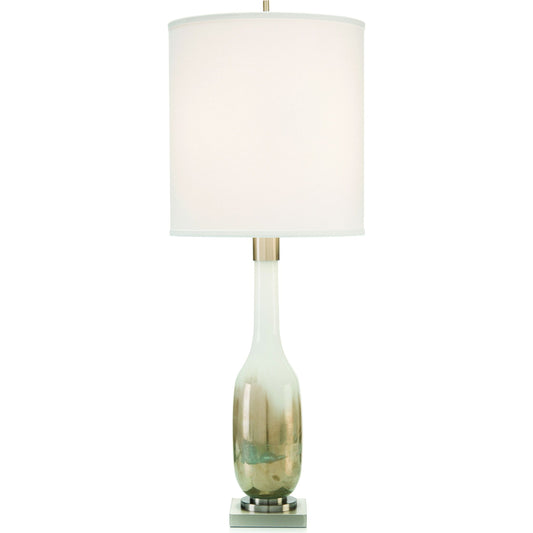 Hand-Blown Golden Table Lamp by John-Richard in nickel, white, bronze. Made from iron, glass in a transitional style.
