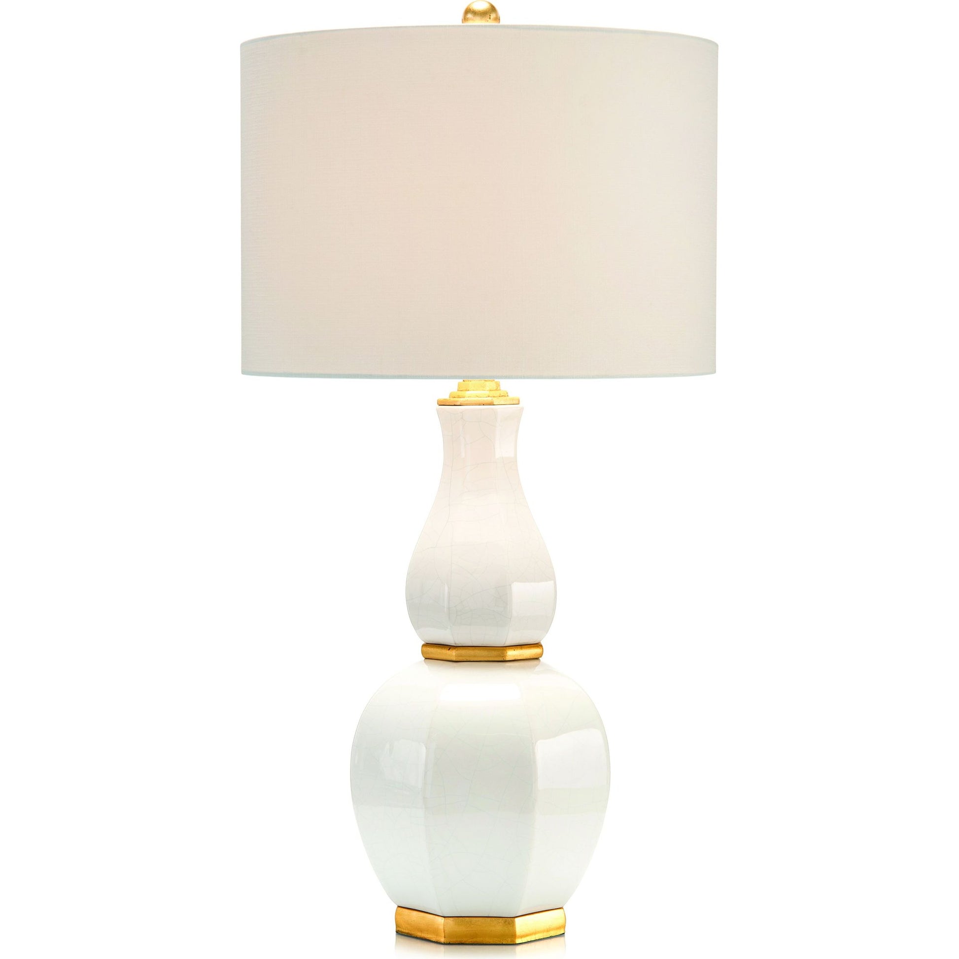 Luminous Ginger Jar Table Lamp by John-Richard in gold, white. Made from steel, ceramic in a transitional style.