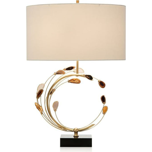Swirling Agates Table Lamp by John-Richard in brass, brown, white. Made from brass, cotton in a modern style.