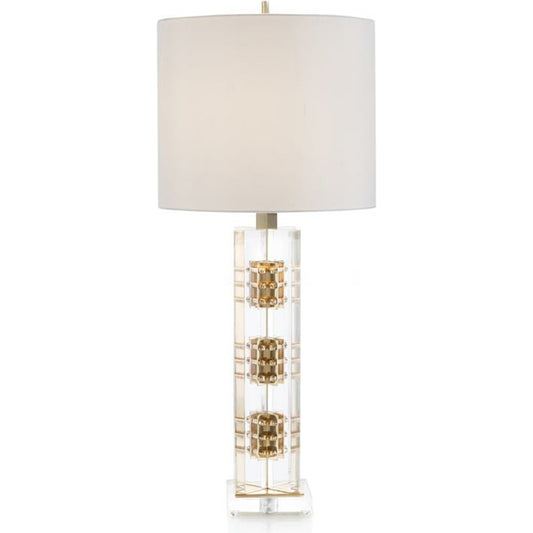Brass and Acrylic Table Lamp by John-Richard in brass, white. Made from acrylic, brass in a modern style.