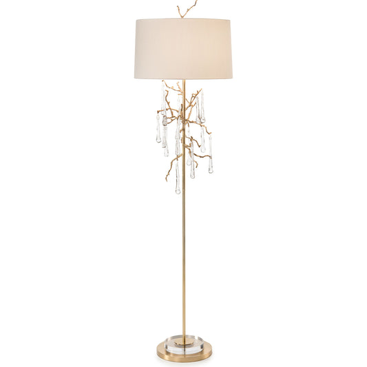 Crystal Drip Floor Lamp by John-Richard in antique brass. Made from acrylic, glass, marble in a transitional style.