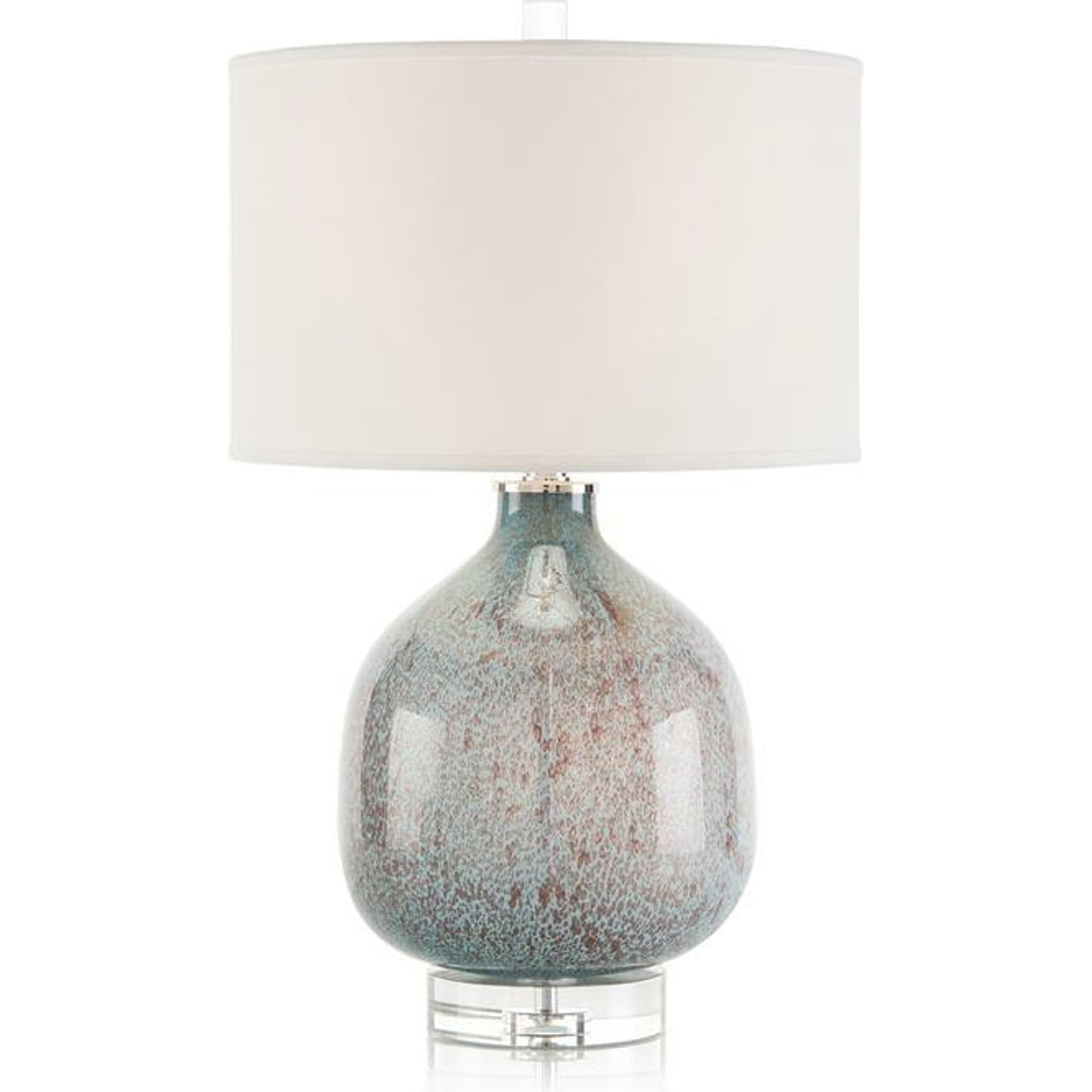 001 SR-864136 | Primary Silo | Glass Urn Table Lamp by John-Richard in blue, nickel, white. Made from cotton, crystal, glass, nickel in a transitional style.