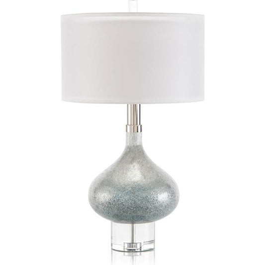 Sparking Table Lamp by John-Richard in blue, nickel, white. Made from glass, nickel in a coastal style.