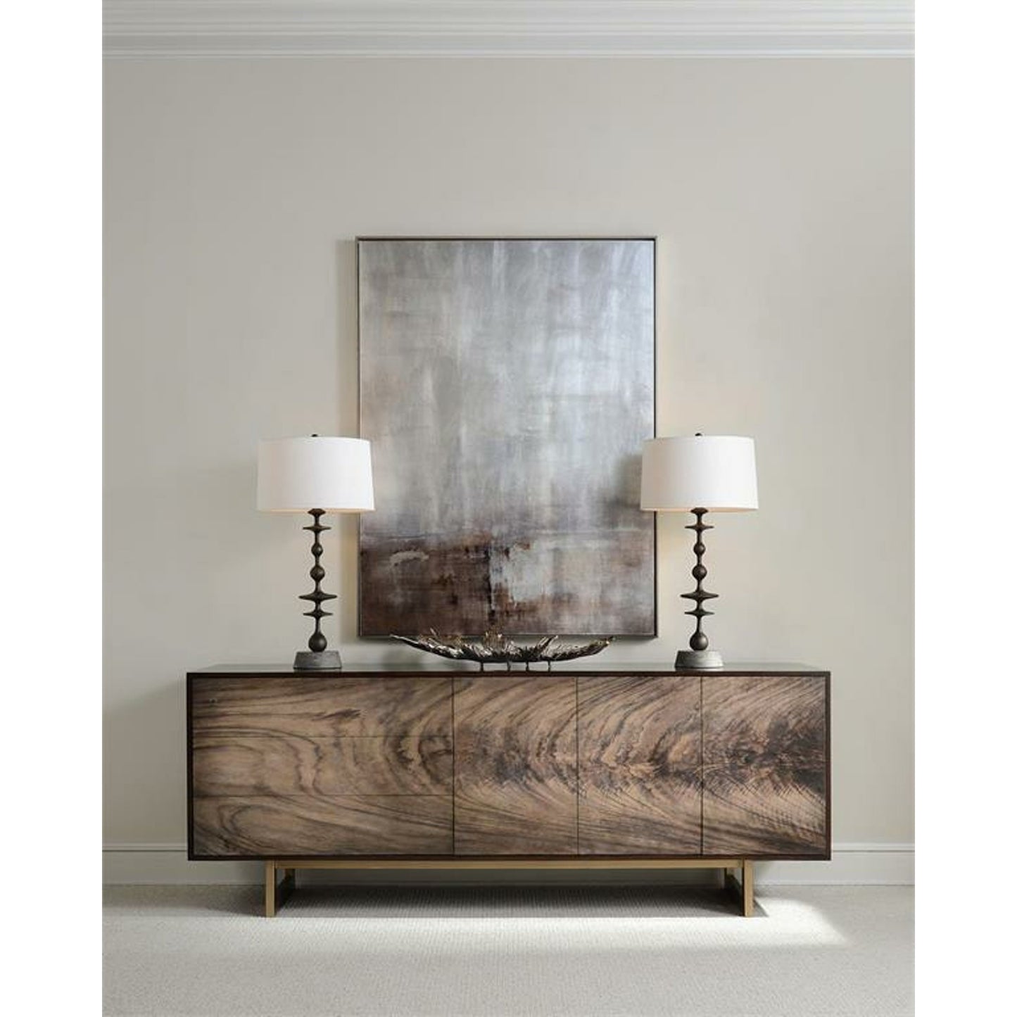 002 SR-771866 | Lifestyle | Baluster Table Lamp by John-Richard in black, gray. Made from iron, marble, crystal in a eclectic & global style.