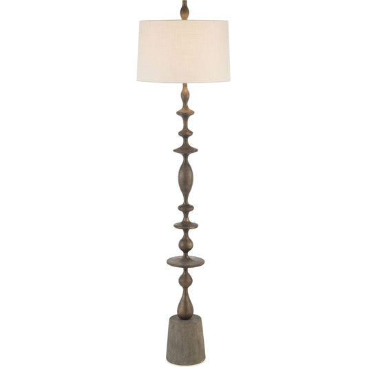 Baluster Floor Lamp by John-Richard in black, gray. Made from steel, glass, alabaster in a eclectic & global style.