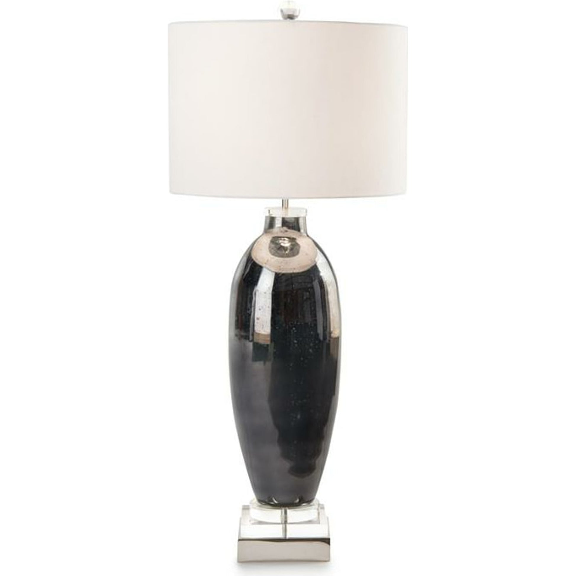 Smoky Blue Slender Table Lamp by John-Richard in blue, clear, nickel, white. Made from acrylic, cotton, nickel in a transitional style.