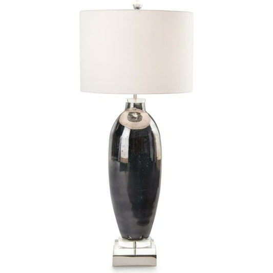 Smoky Blue Slender Table Lamp by John-Richard in blue, clear, nickel, white. Made from acrylic, cotton, nickel in a transitional style.