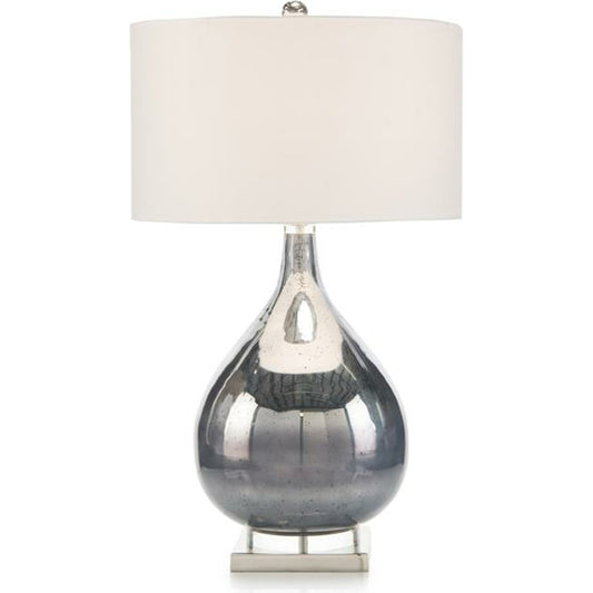 Smoky Blue Table Lamp by John-Richard in blue, clear, nickel, white. Made from acrylic, cotton, glass, nickel in a transitional style.