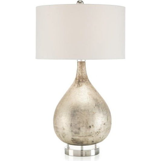 Table Lamp in Weathered Finish by John-Richard in clear, nickel, silver, white. Made from acrylic, cotton, glass, nickel in a transitional style.