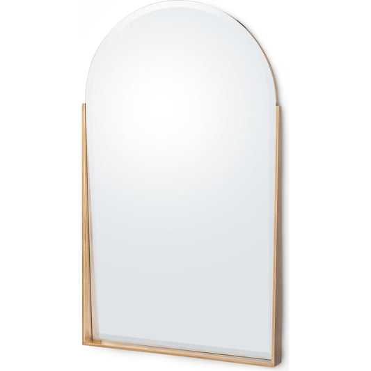 Arcadia Mirror by John-Richard in brass, gold and etruscan gold. Made from beech, celtis veneer, mdf, clear beveled glass in a modern style.