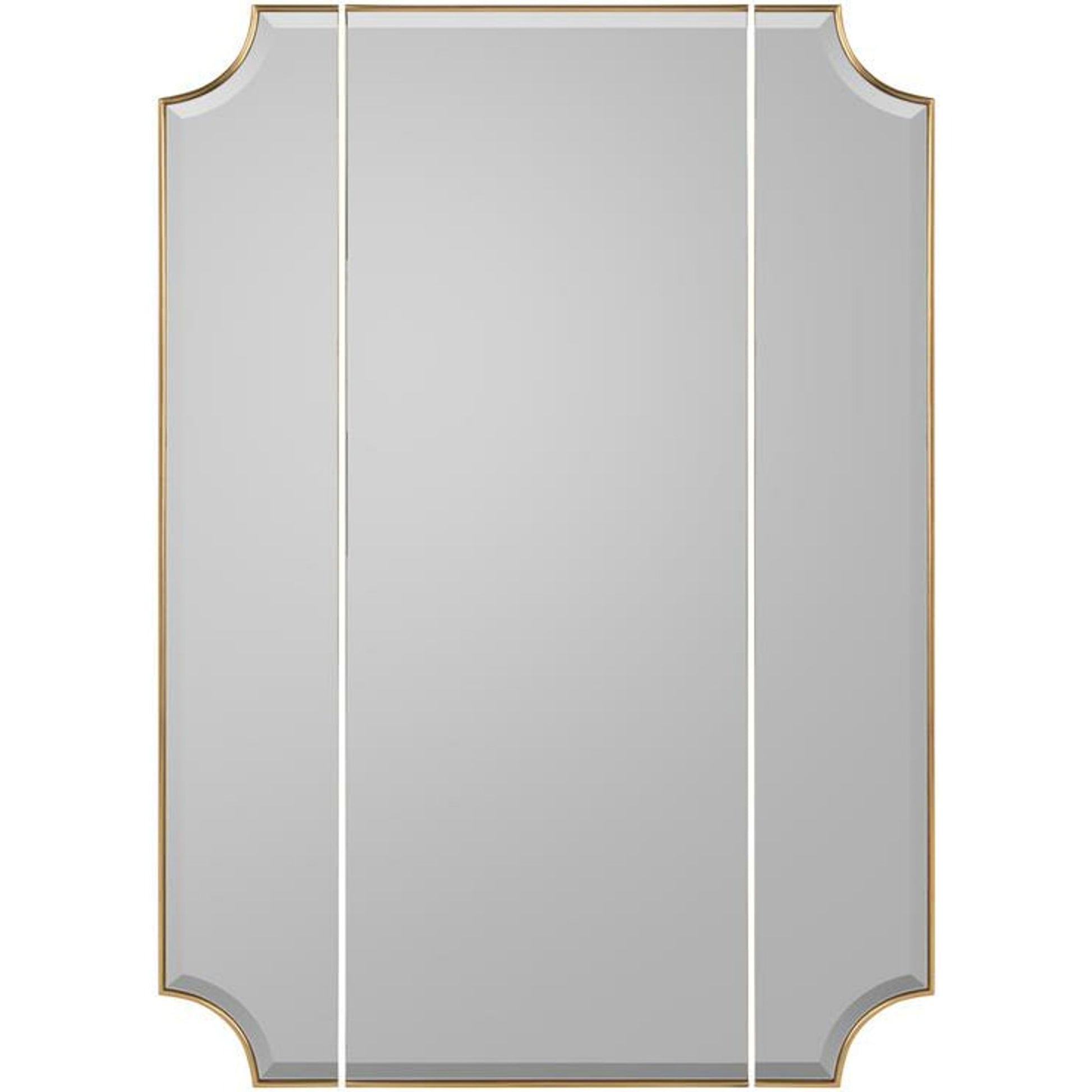 Moulin Triptych Mirror by John-Richard in gold. Made from unique in a traditional style.