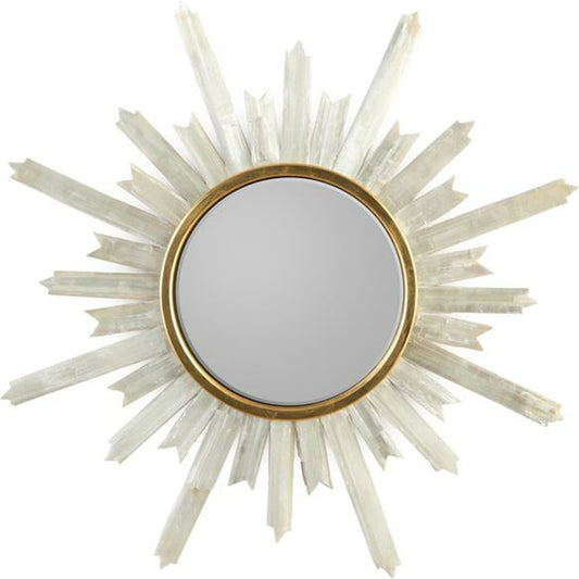 Selenite Starburst Mirror by John-Richard in clear, gold. Made from unique in a transitional style.