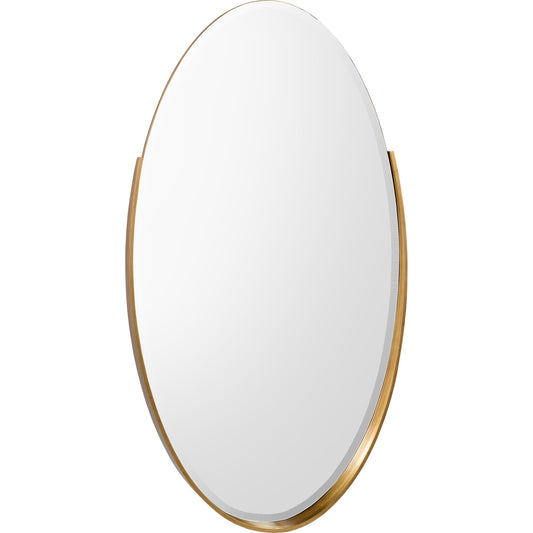 Orlando Mirror by John-Richard in gold and etruscan gold. Made from mdf, oak veneer, bent wood frame, french cleat fitted in a modern style.