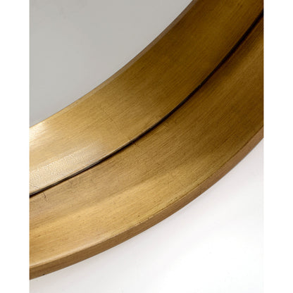 Orlando Mirror by John-Richard in gold and etruscan gold. Made from mdf, oak veneer, bent wood frame, french cleat fitted in a modern style.