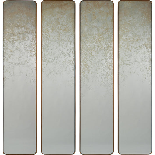 Pastelle Wall Panels by John-Richard in cream, gold, gray, white and aztec gold, pastelle eglomise. Made from acacia, mdf, glass, steel hangers in a transitional style.