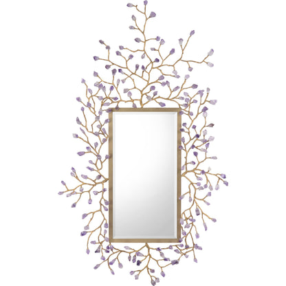 Budding Mirror by John-Richard in amethyst, brass and brass. Made from brass, mirror, amethyst in a transitional style.