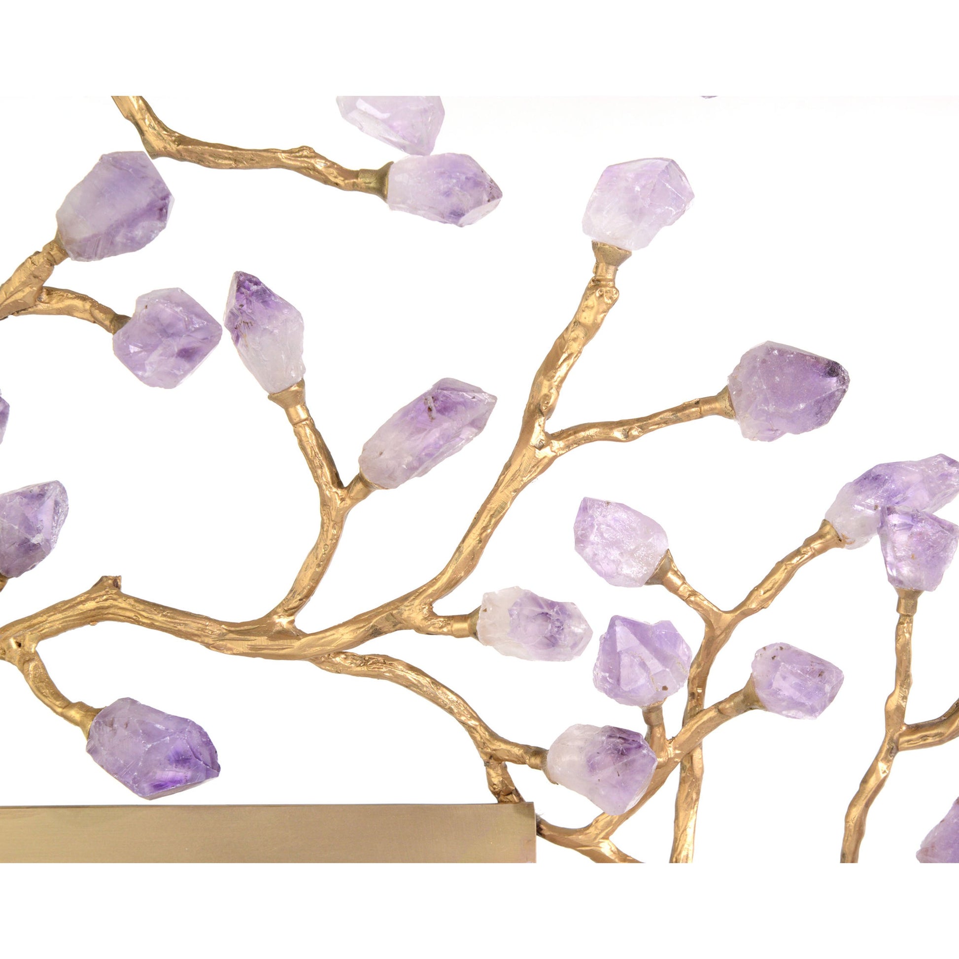 Budding Mirror by John-Richard in amethyst, brass and brass. Made from brass, mirror, amethyst in a transitional style.