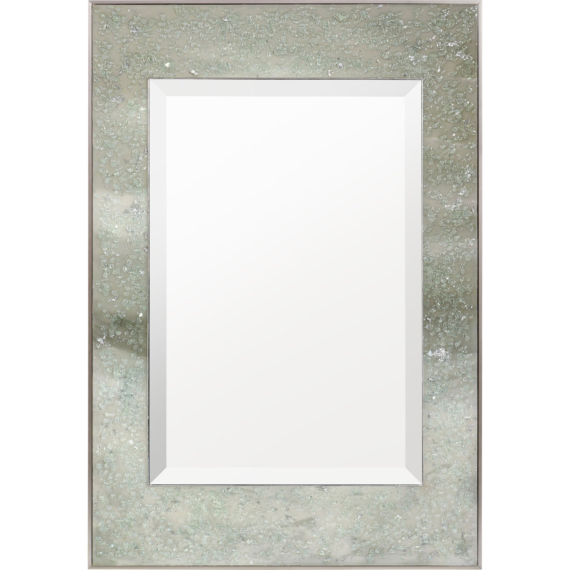 Mary Hong's Mirror by John-Richard in silver and resin over giclee. Made from canvas, epoxy resin, mirror, poplar wood, tempered glass, pterosernum javanicus wood in a transitional style.
