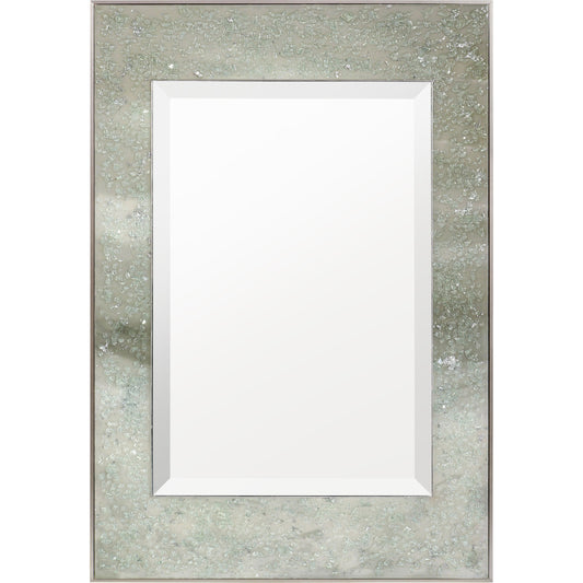 Mary Hong's Mirror by John-Richard in silver and resin over giclee. Made from canvas, epoxy resin, mirror, poplar wood, tempered glass, pterosernum javanicus wood in a transitional style.