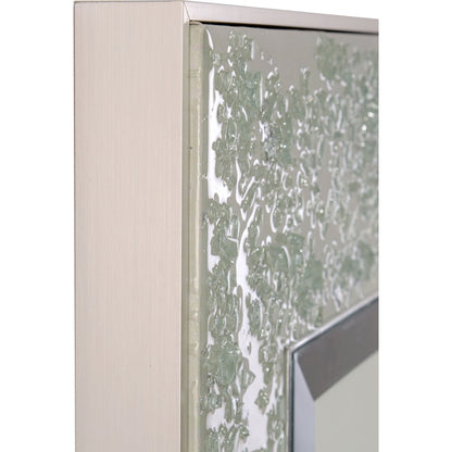 Mary Hong's Mirror by John-Richard in silver and resin over giclee. Made from canvas, epoxy resin, mirror, poplar wood, tempered glass, pterosernum javanicus wood in a transitional style.