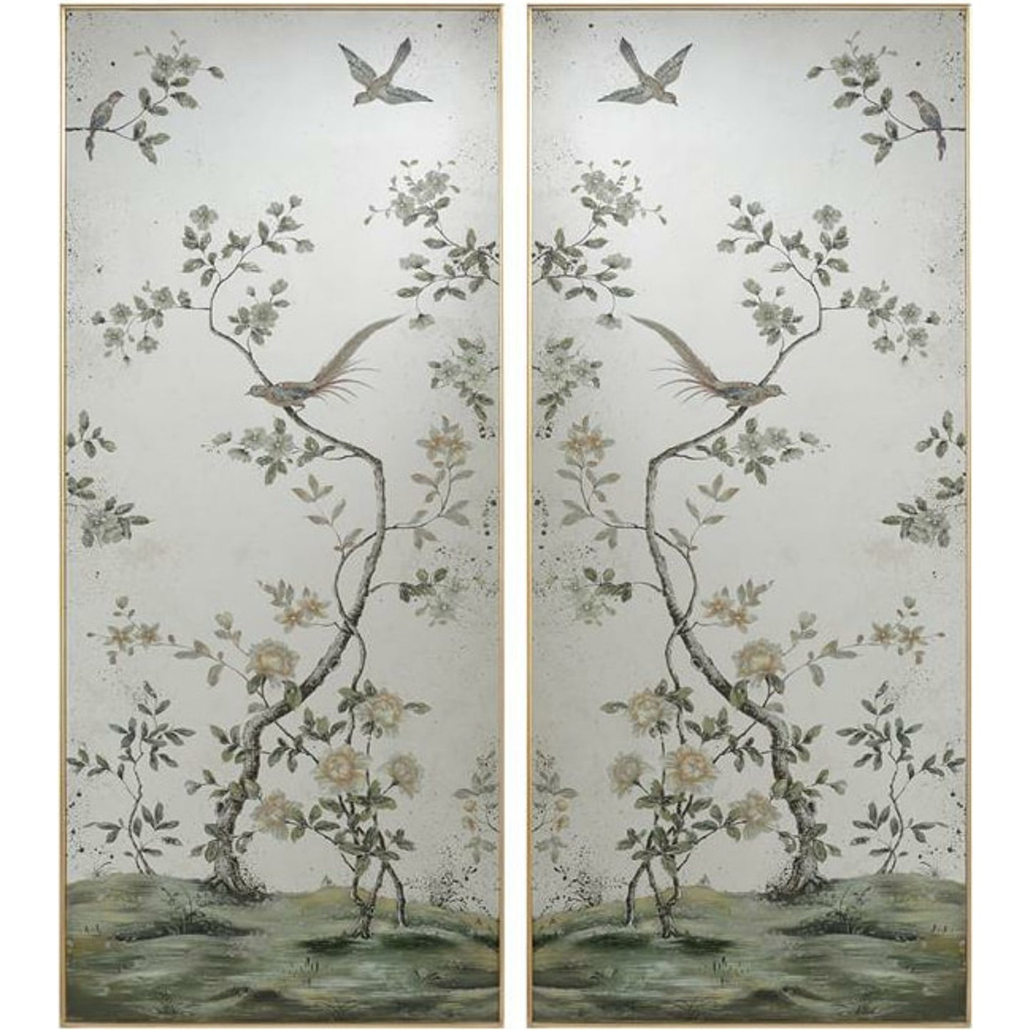000 SR-865369 | Primary Silo | Roku Mirror Panels (Set of Two) by John-Richard in gold. Made from unique in a eclectic & global style.