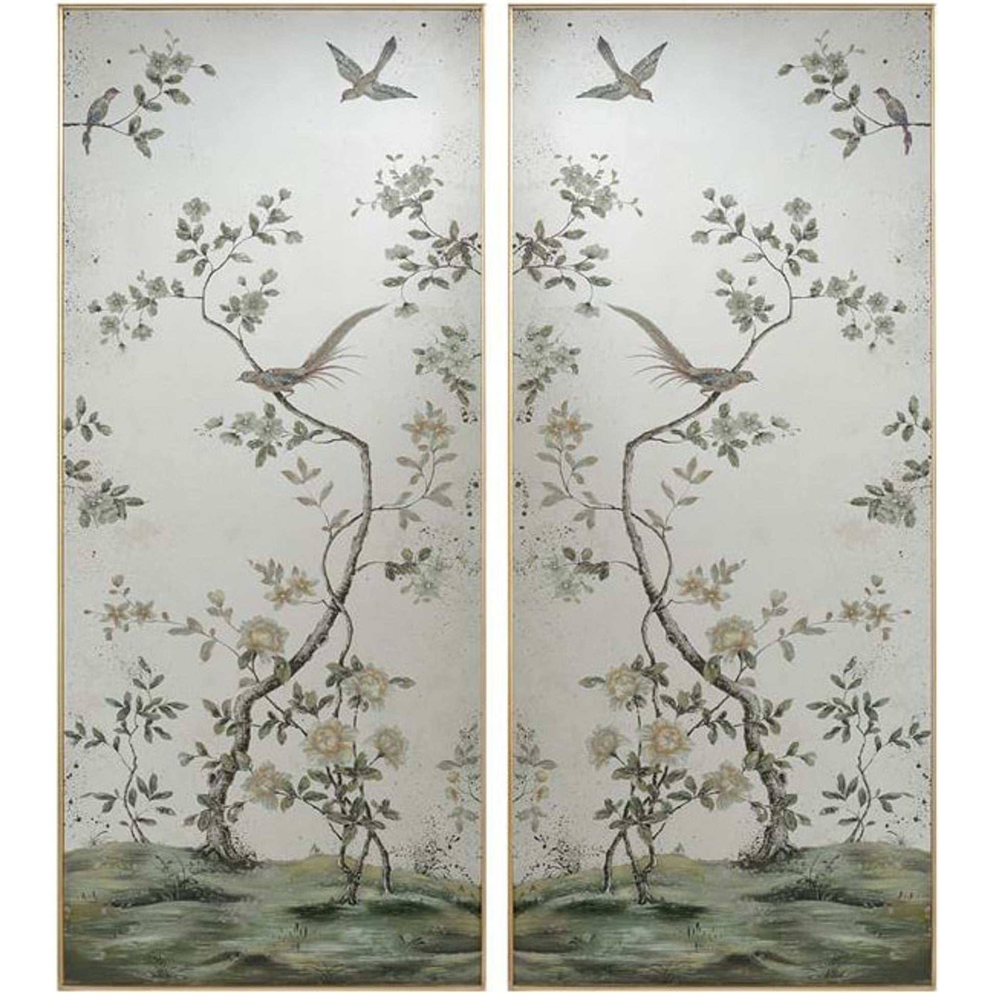 Roku Mirror Panels (Set of Two) by John-Richard in gold. Made from unique in a eclectic & global style.