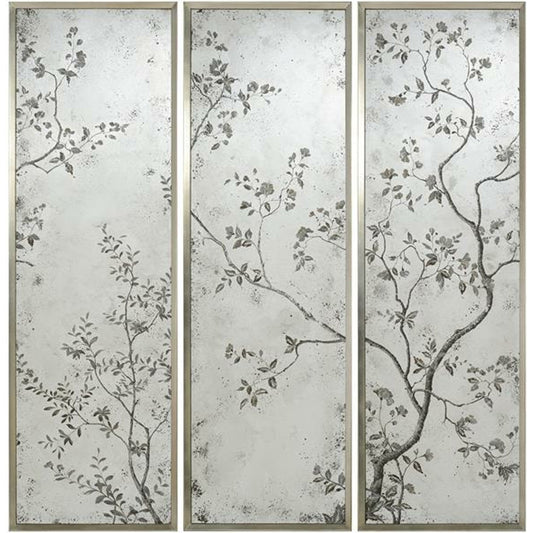 Pastorale Mirror Panels (Set of Three) by John-Richard in pewter, silver. Made from unique in a cottage & farmhouse style.