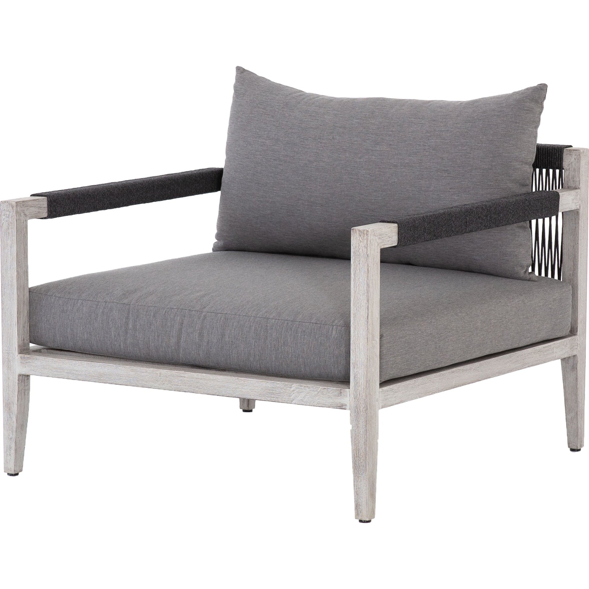 Sherwood Outdoor Chair, Weathered Grey by Four Hands. Made from 100% olefin, solid fsc®-certified teak, 100% polypropylene in a coastal style.