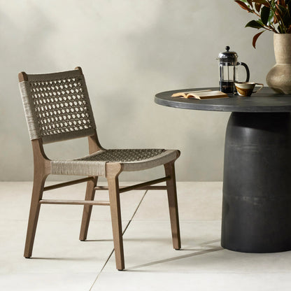 Delmar Outdoor Dining Chair by Four Hands. Made from solid fsc®-certified teak, 100% polypropylene in a cottage & farmhouse style.