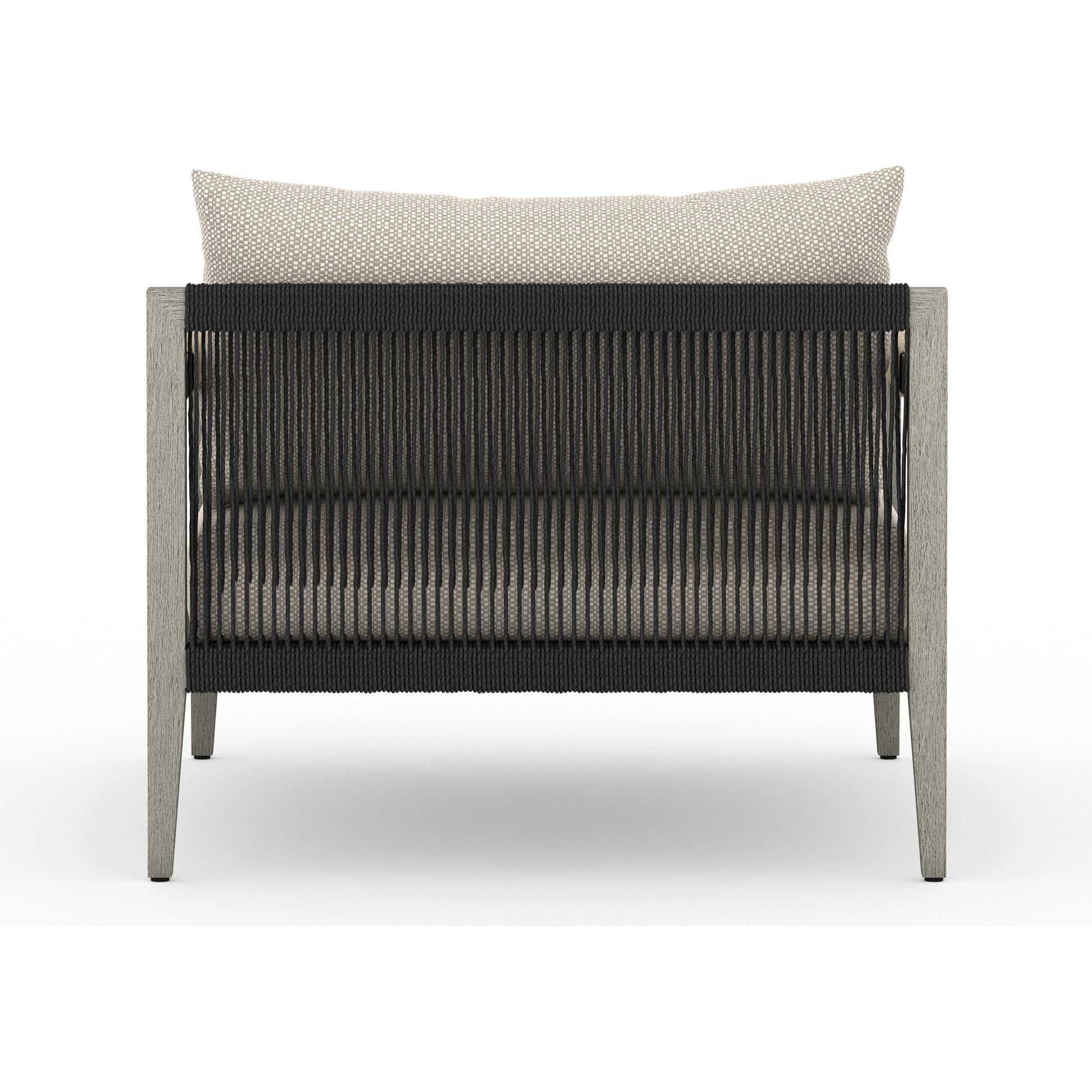 Sherwood Outdoor Chair, Weathered Grey by Four Hands. Made from 100% olefin, solid fsc®-certified teak, 100% polypropylene in a coastal style.