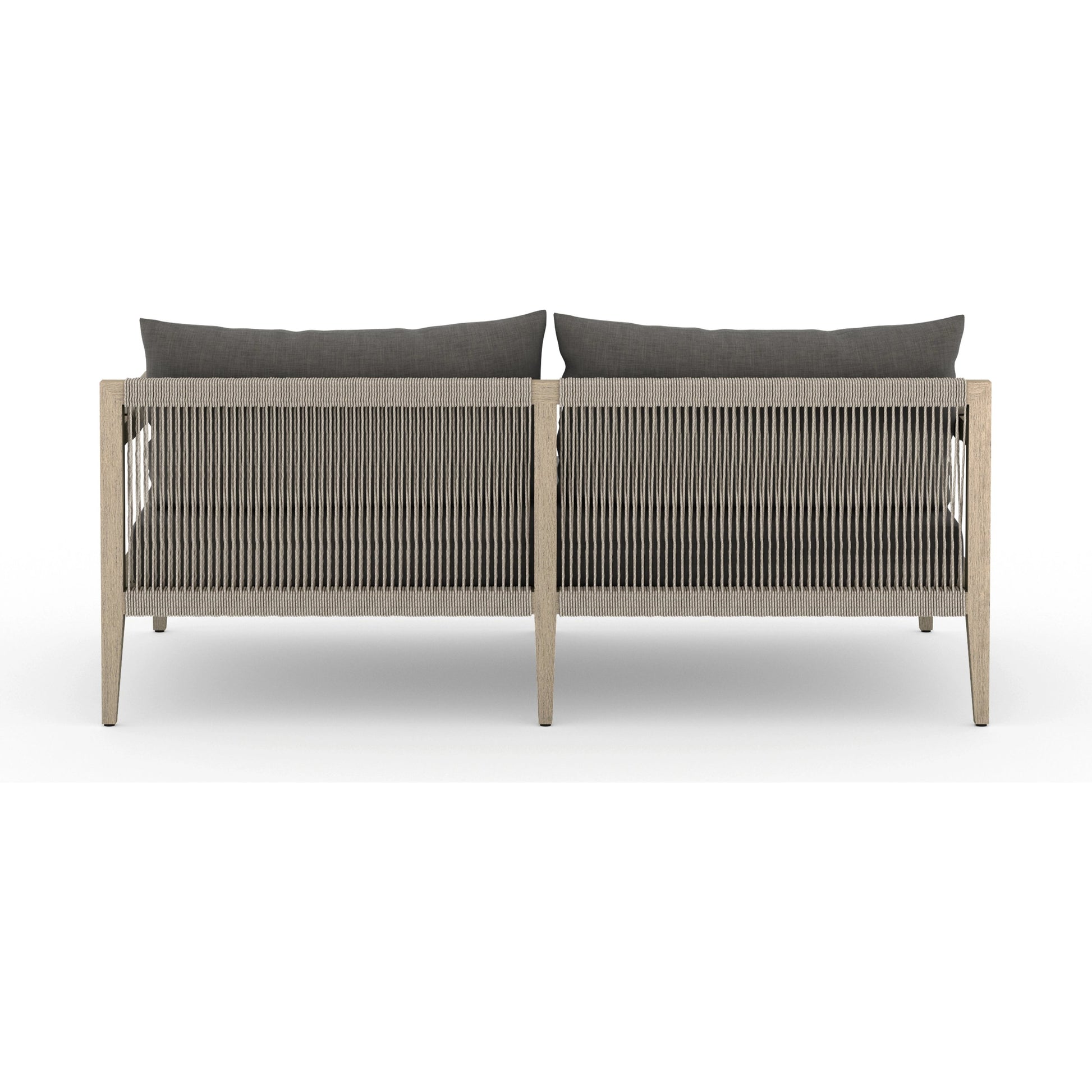 Sherwood Outdoor Sofa, Washed Brown by Four Hands. Made from 100% olefin, solid fsc®-certified teak, 100% polypropylene in a coastal style.