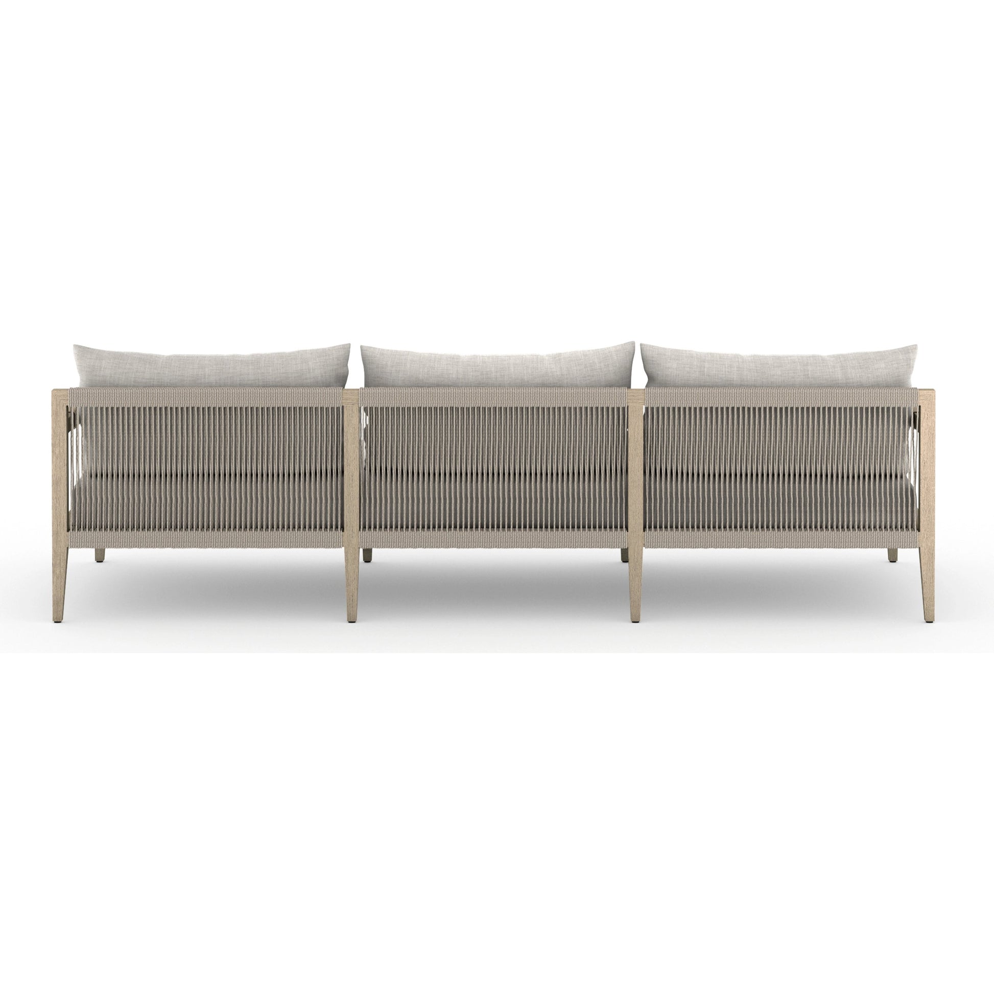 Sherwood Outdoor Sofa, Washed Brown by Four Hands. Made from 100% olefin, solid fsc®-certified teak, 100% polypropylene in a coastal style.
