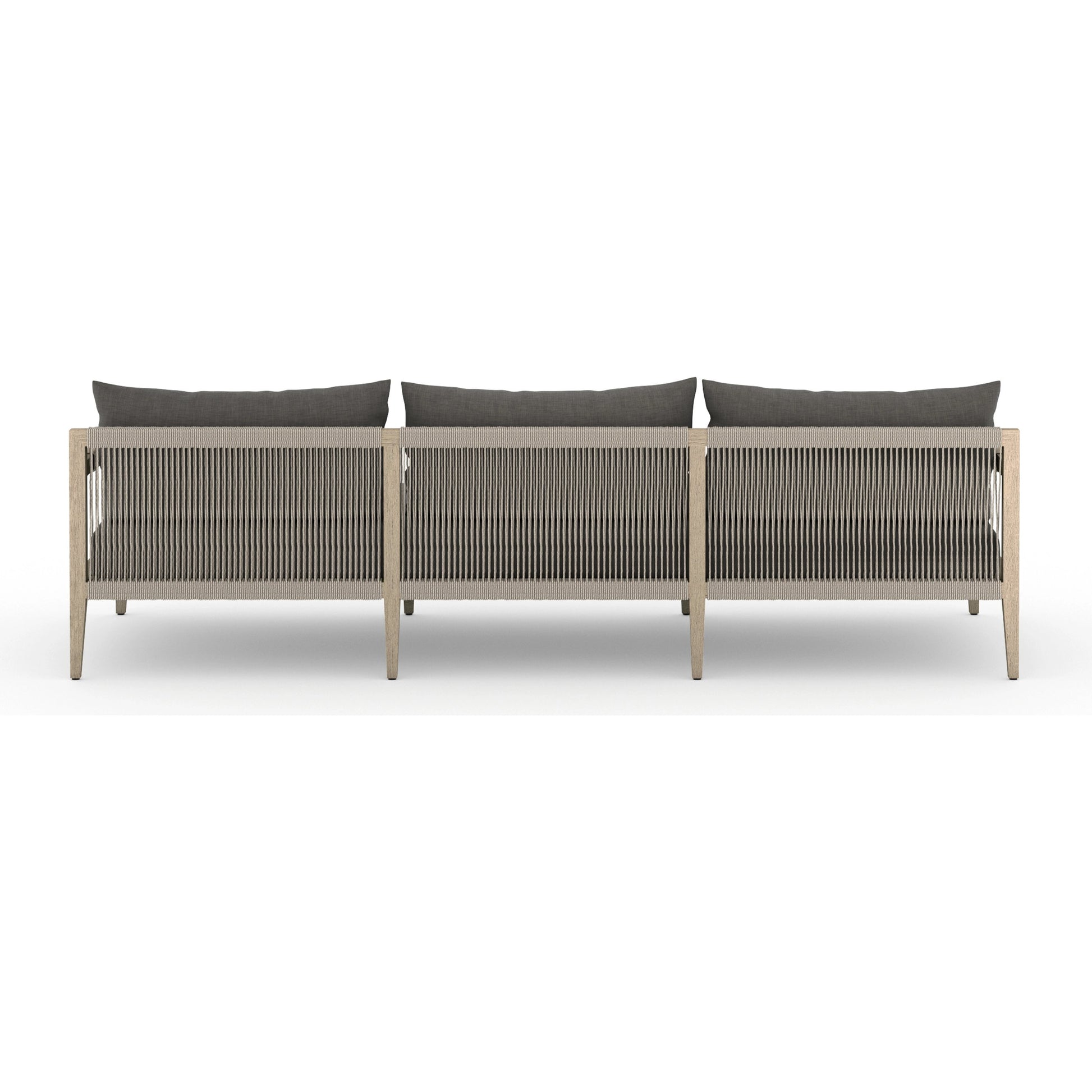 Sherwood Outdoor Sofa, Washed Brown by Four Hands. Made from 100% olefin, solid fsc®-certified teak, 100% polypropylene in a coastal style.