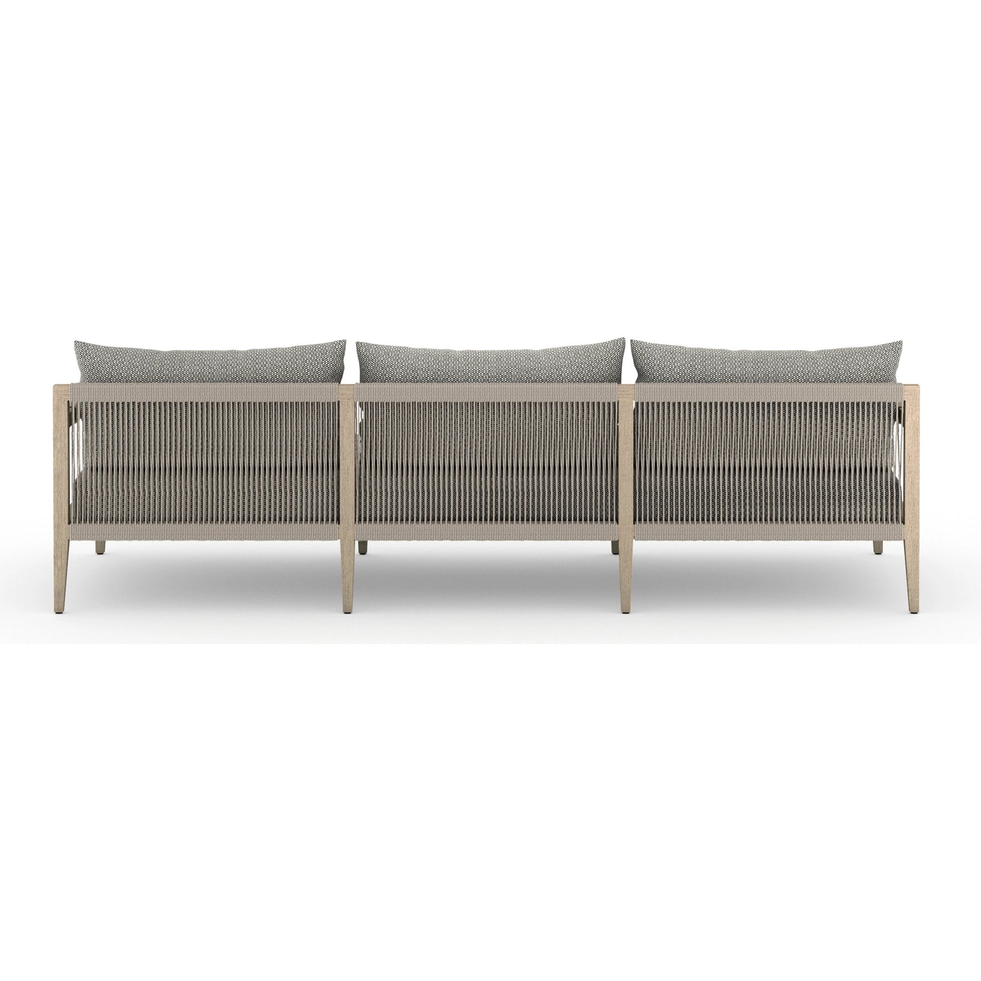 Sherwood Outdoor Sofa, Washed Brown by Four Hands. Made from 100% olefin, solid fsc®-certified teak, 100% polypropylene in a coastal style.