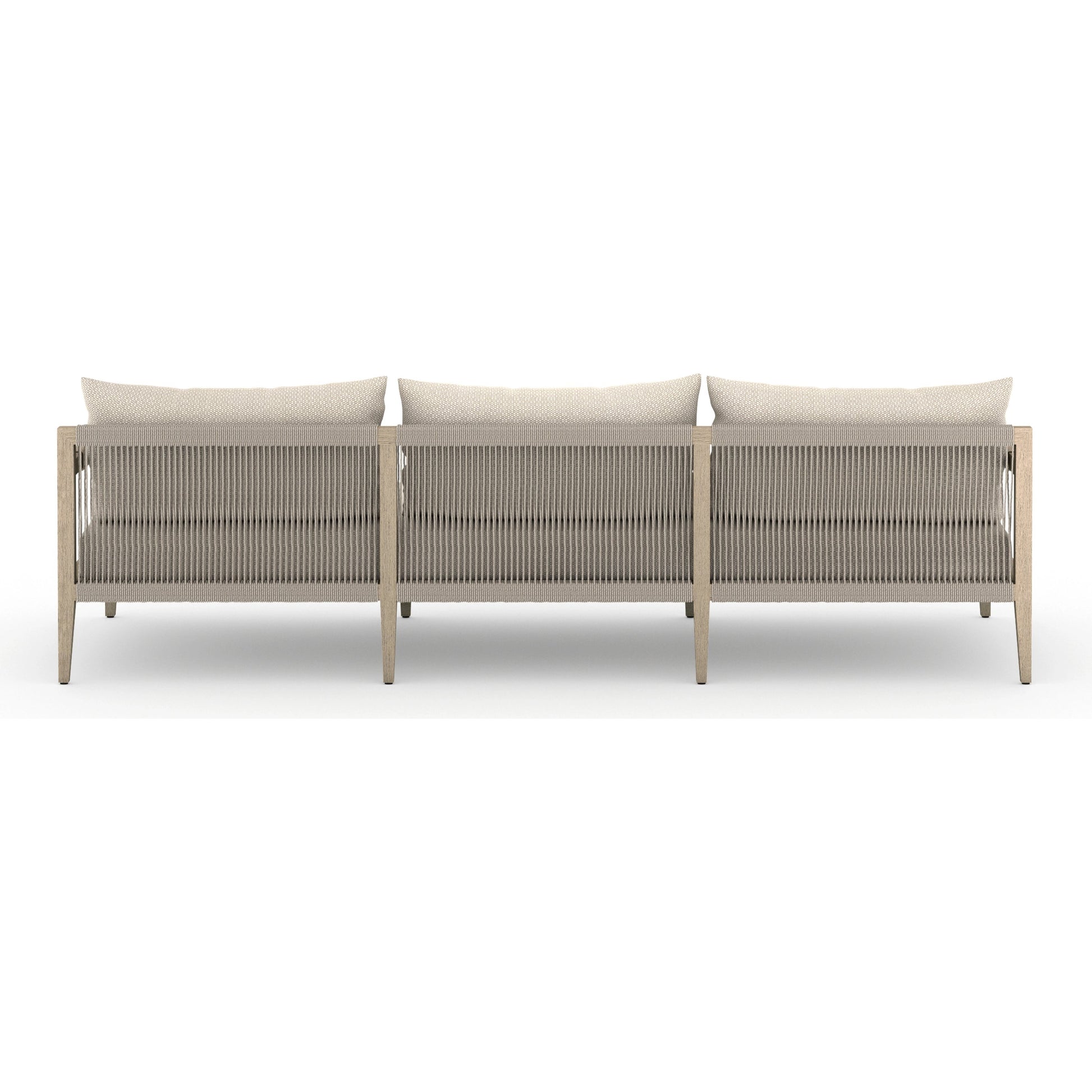 Sherwood Outdoor Sofa, Washed Brown by Four Hands. Made from 100% olefin, solid fsc®-certified teak, 100% polypropylene in a coastal style.