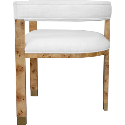Jude Modern Chair by Worlds Away in white. Made from hardwood solids, veneer, plywood, foam, fabric, metal in a eclectic & global style.