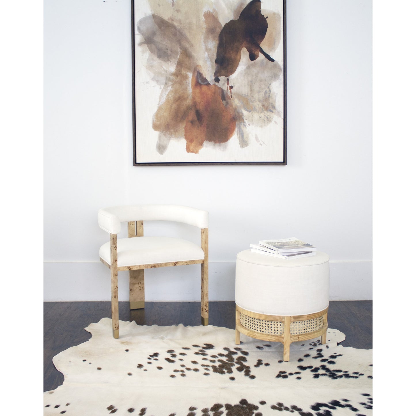 005 SR-841908 | Lifestyle | Jude Modern Chair by Worlds Away in white. Made from hardwood solids, veneer, plywood, foam, fabric, metal in a eclectic & global style.
