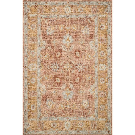 Julian JI-04 Rug by Loloi in terracotta, gold. Made from 100% wool in a traditional style.