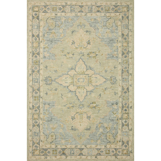 Julian JI-07 Rug by Loloi in seafoam green, spa. Made from 100% wool in a traditional style.