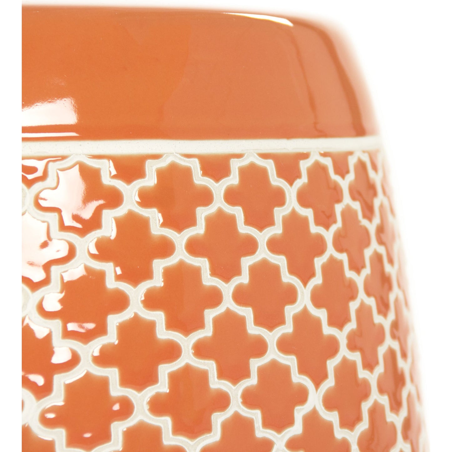 003 S-337220 | Closeup | Gable Garden Stool Orange by Zentique in ceramic. Made from ceramic in a modern style.