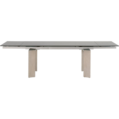 Jett Dining Table by Essentials For Living in natural gray, smoke gray. Made from solid ash, ash veneer, tempered glass in a modern style.